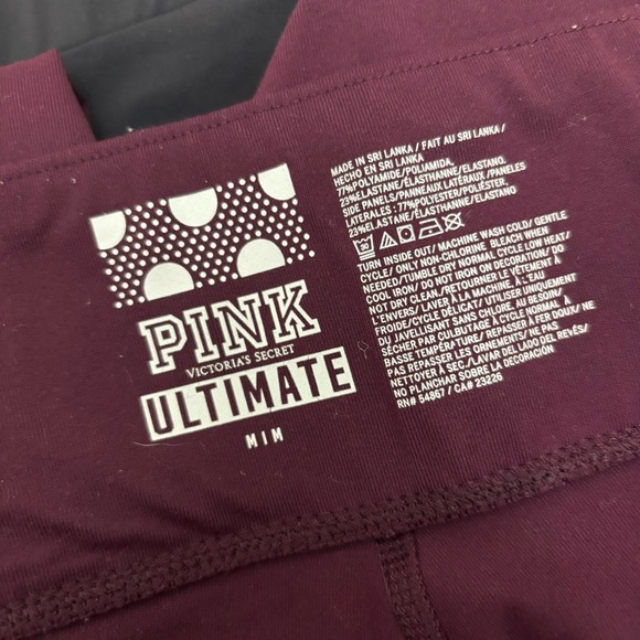PINK Victorias Secret Wine Colored 7/8 Length Leggings Women’s Size Medium - Picture 9 of 9
